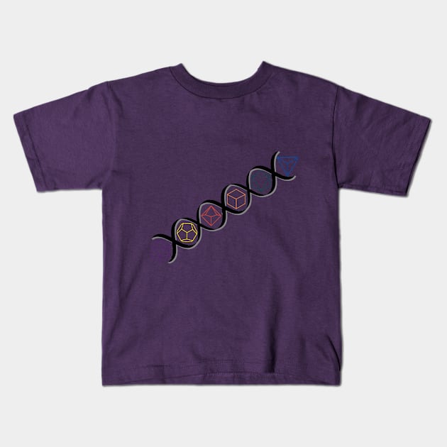 DNA Dice Strand - Color Dice Kids T-Shirt by Poc in TTRPGs